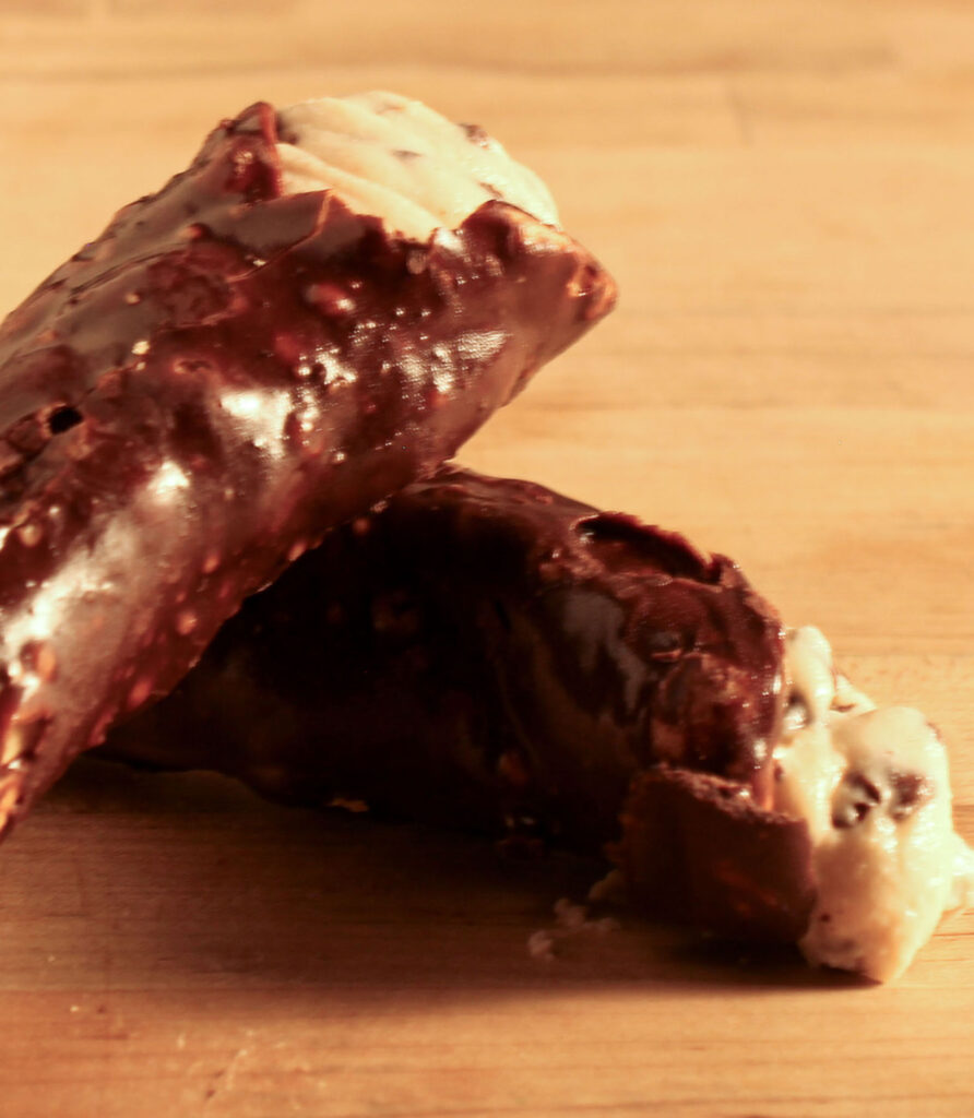close-up of chocolate cannoli