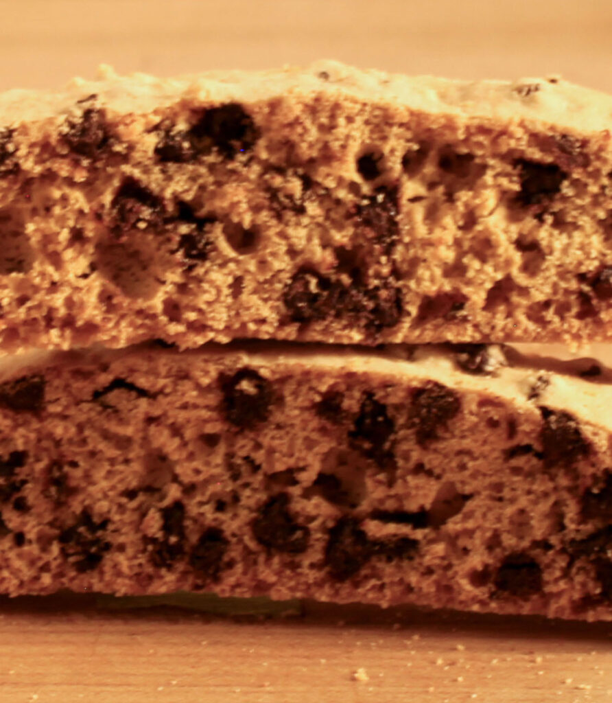 close-up chocolate chip biscotti