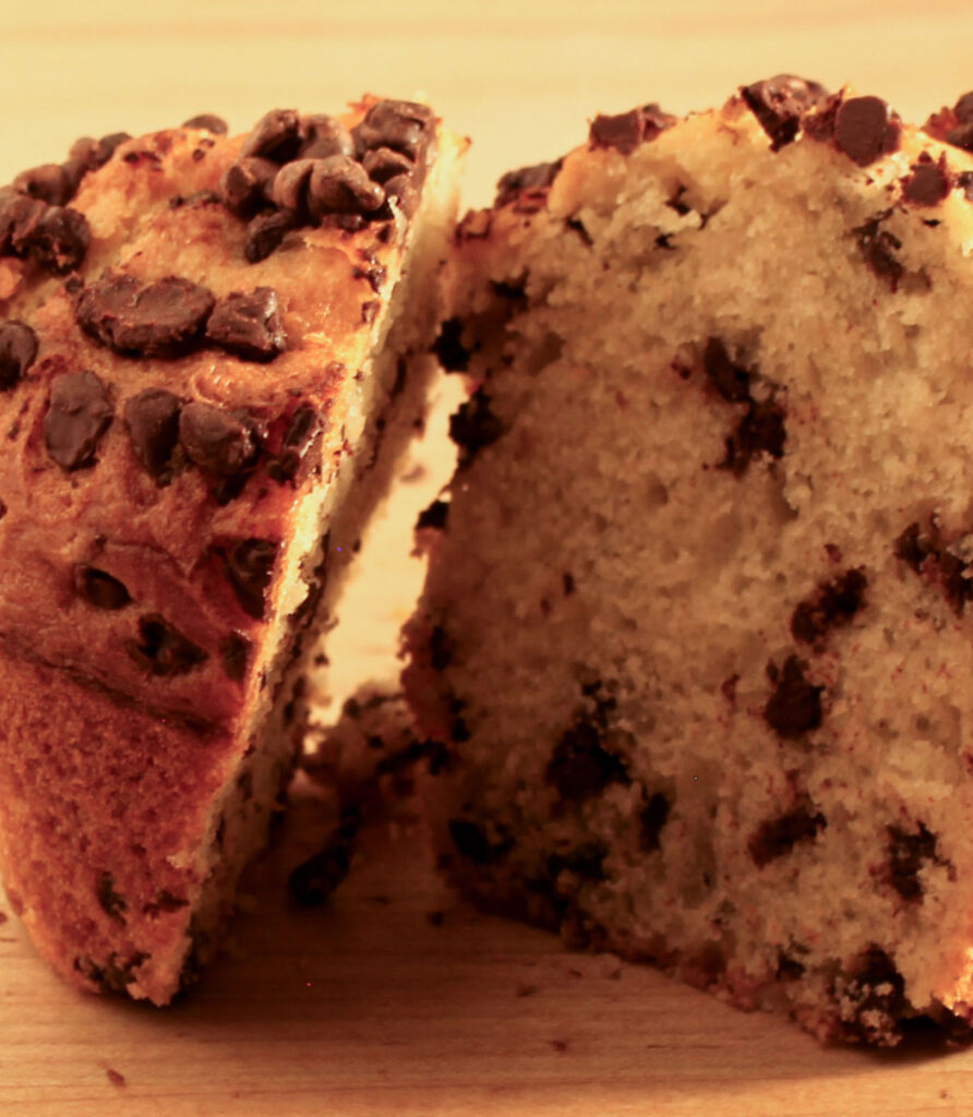 close-up chocolate chip muffin