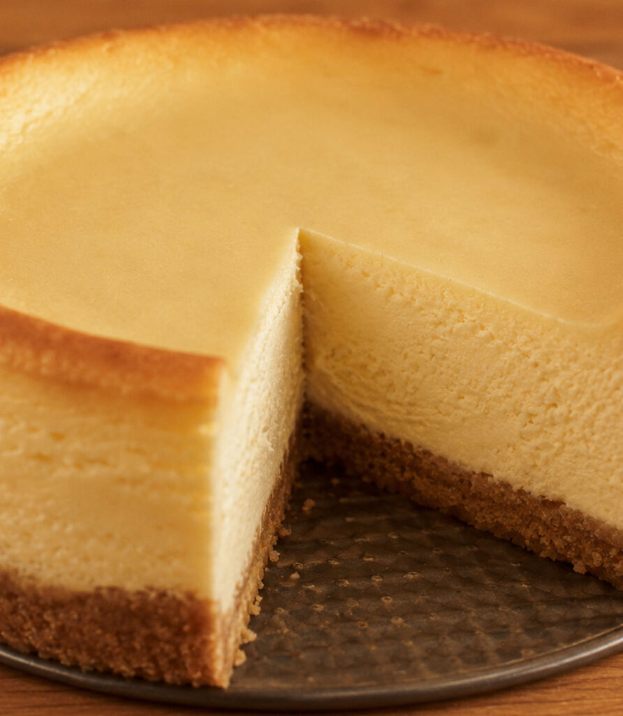 close-up deep dish cheesecake