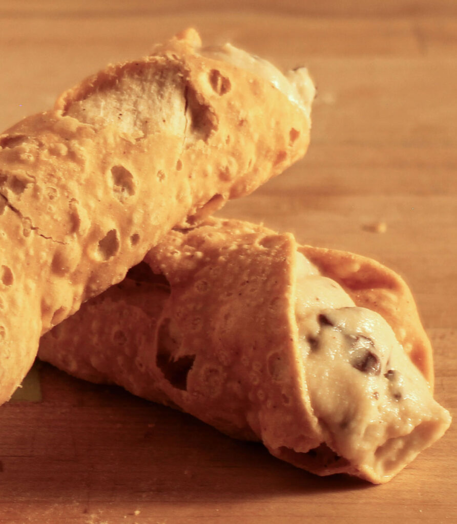 close-up of large cannoli