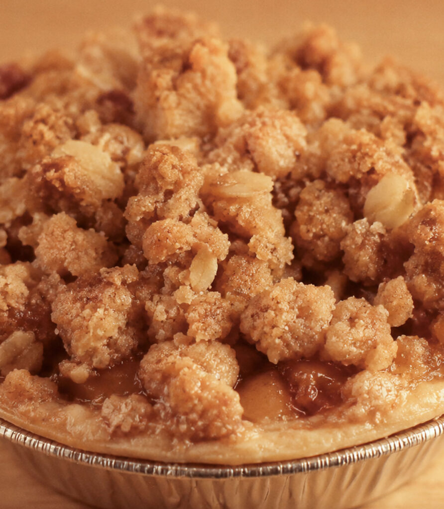 close-up mini apple crumb pie
