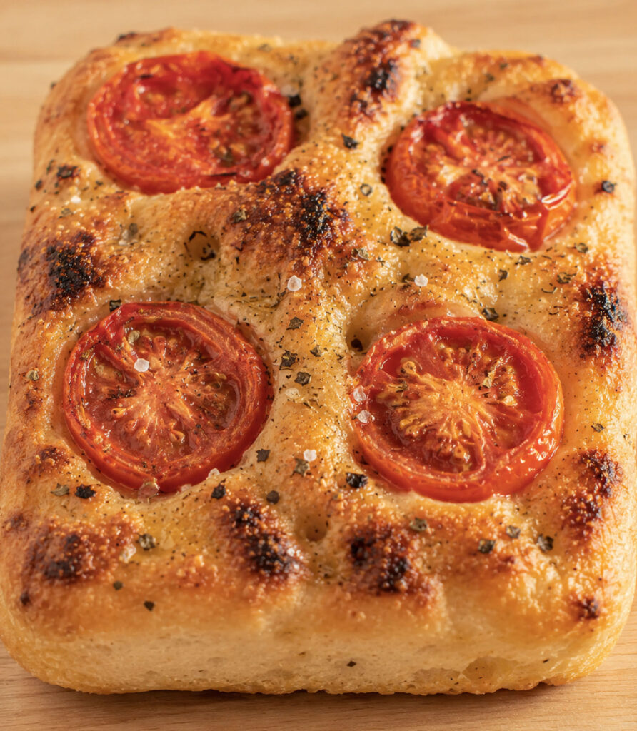 close-up tomato focaccia